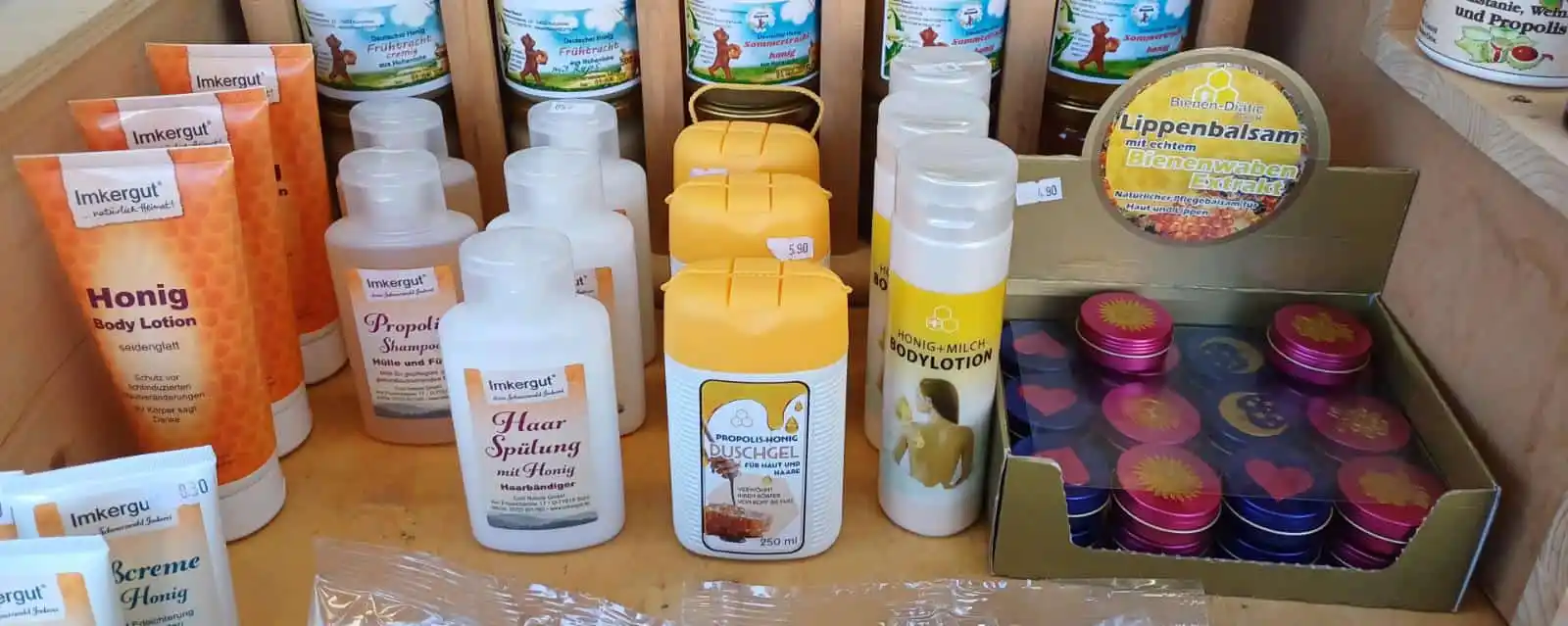 Produktauswahl der Imkere-Bauch Body-care-Produkte